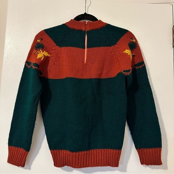 Vintage Society Embroidered Floral Striped Mock Neck Sweater - Picture 2 of 7